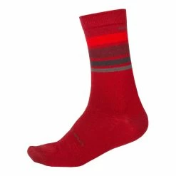 STRUMPA BAABAA MERINO STRIPE SOCK, S-M, RÖD